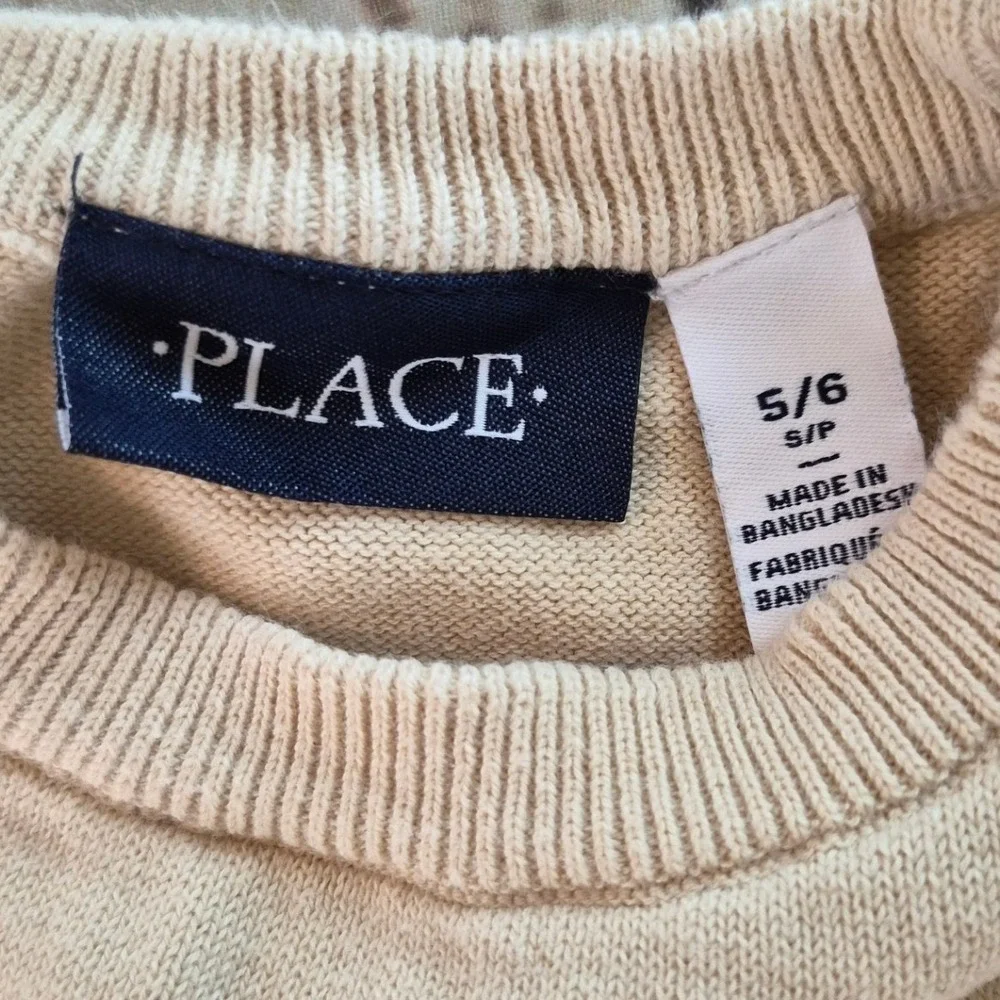 Childrens Place Boys Striped Crewneck Sweater Brown Tan Size 5/6